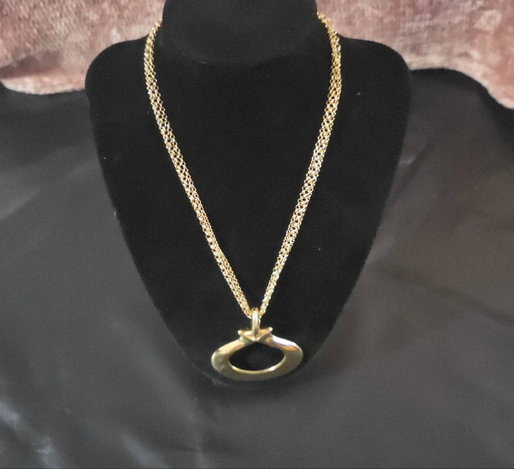Polished Gold Drop Pendant Necklace for Women